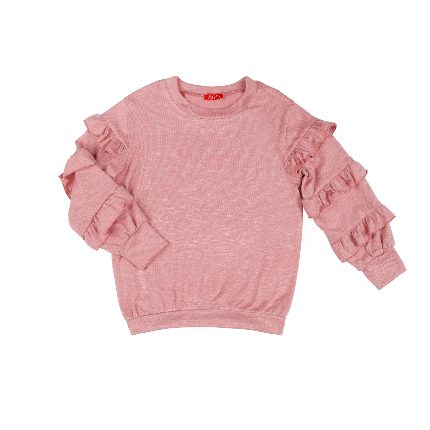 Παιδικό χειμερινό μπλουζοφόρεμα πλεκτό ροζ με βολάν στα μανίκια -12.3001R 14 65499
